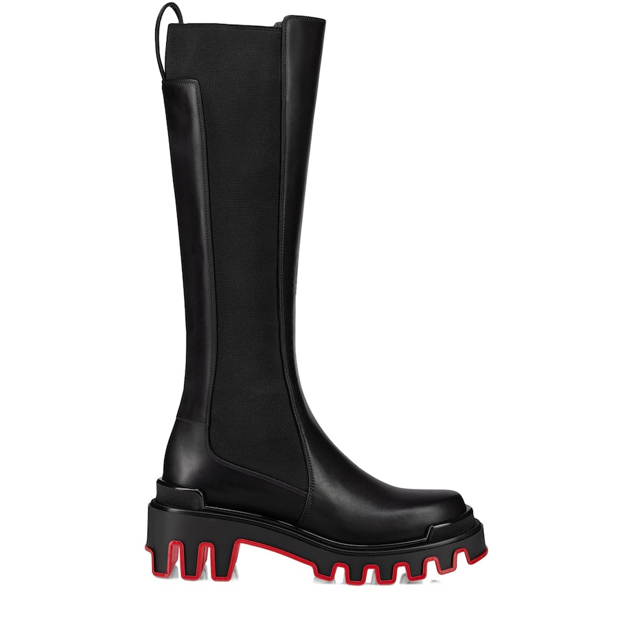 Christian Louboutin Red Marchacroche Dune Leather Knee-High Boots