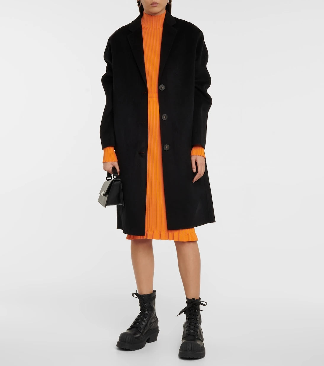 Acne Studios - تنورة متوسطة الطول من نسيج مضلع