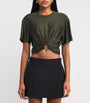 Paco Rabanne Green Jersey Ring-Gathered Crop Top