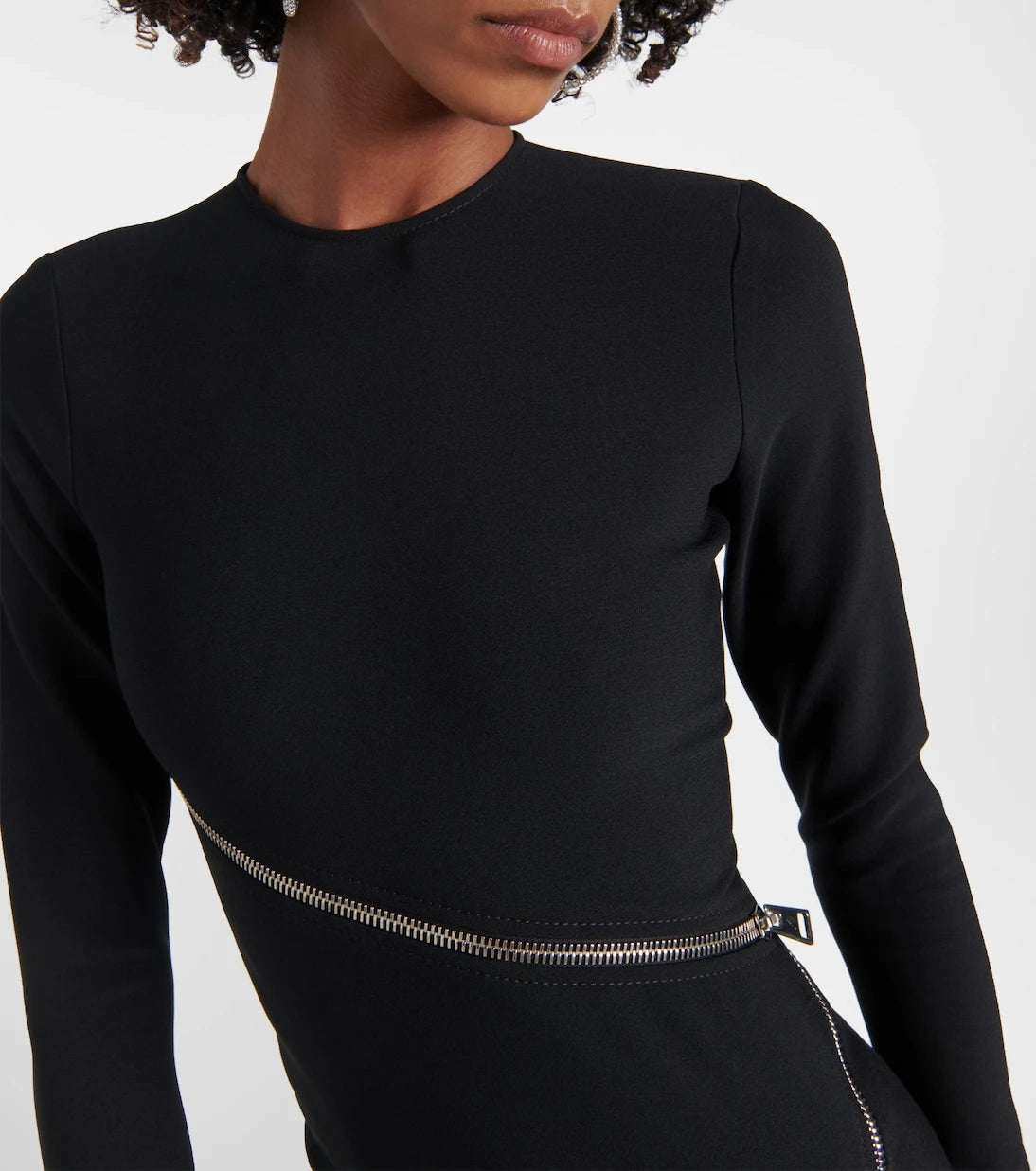 The Attico - Zip-up jersey midi dress