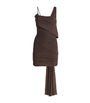 Maygel Coronel Brown One-Shoulder Hilvan Mini Dress