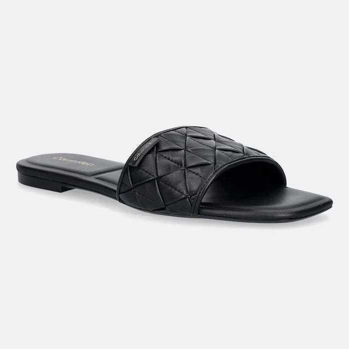 Calvin Klein Kadın SQUARE FLAT SNDL WOVEN LTH Terlik