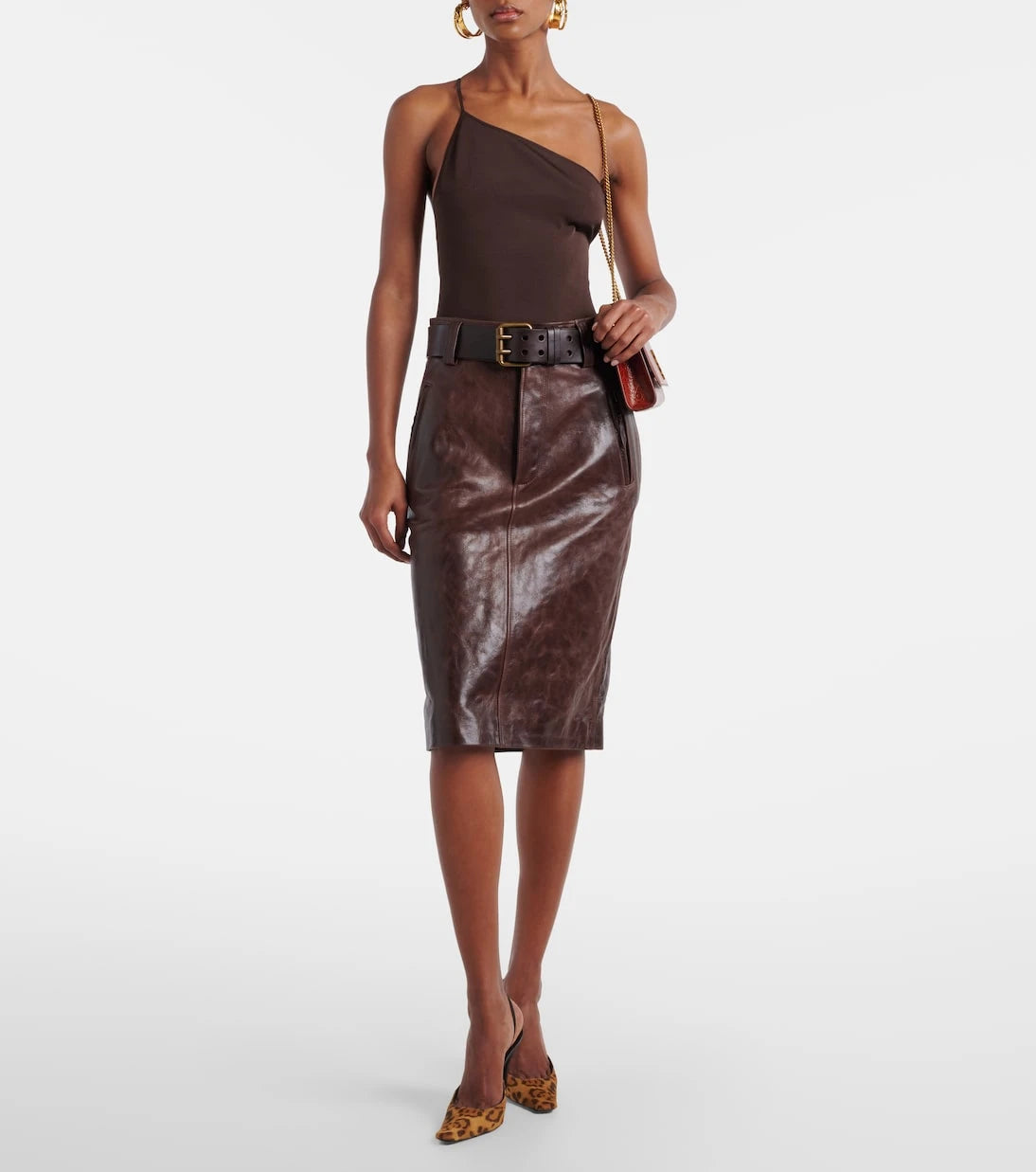 Saint Laurent - One-shoulder satin bodysuit