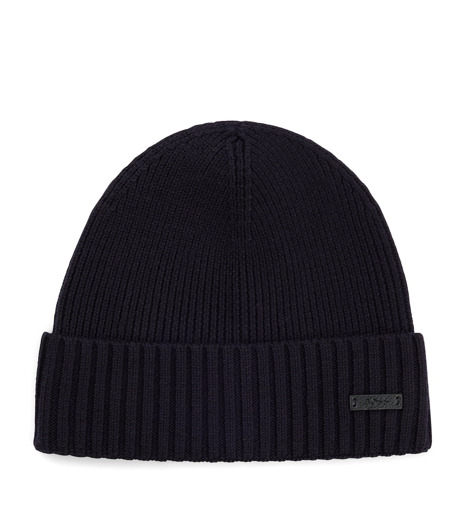 Virgin Wool Logo-Badge Beanie