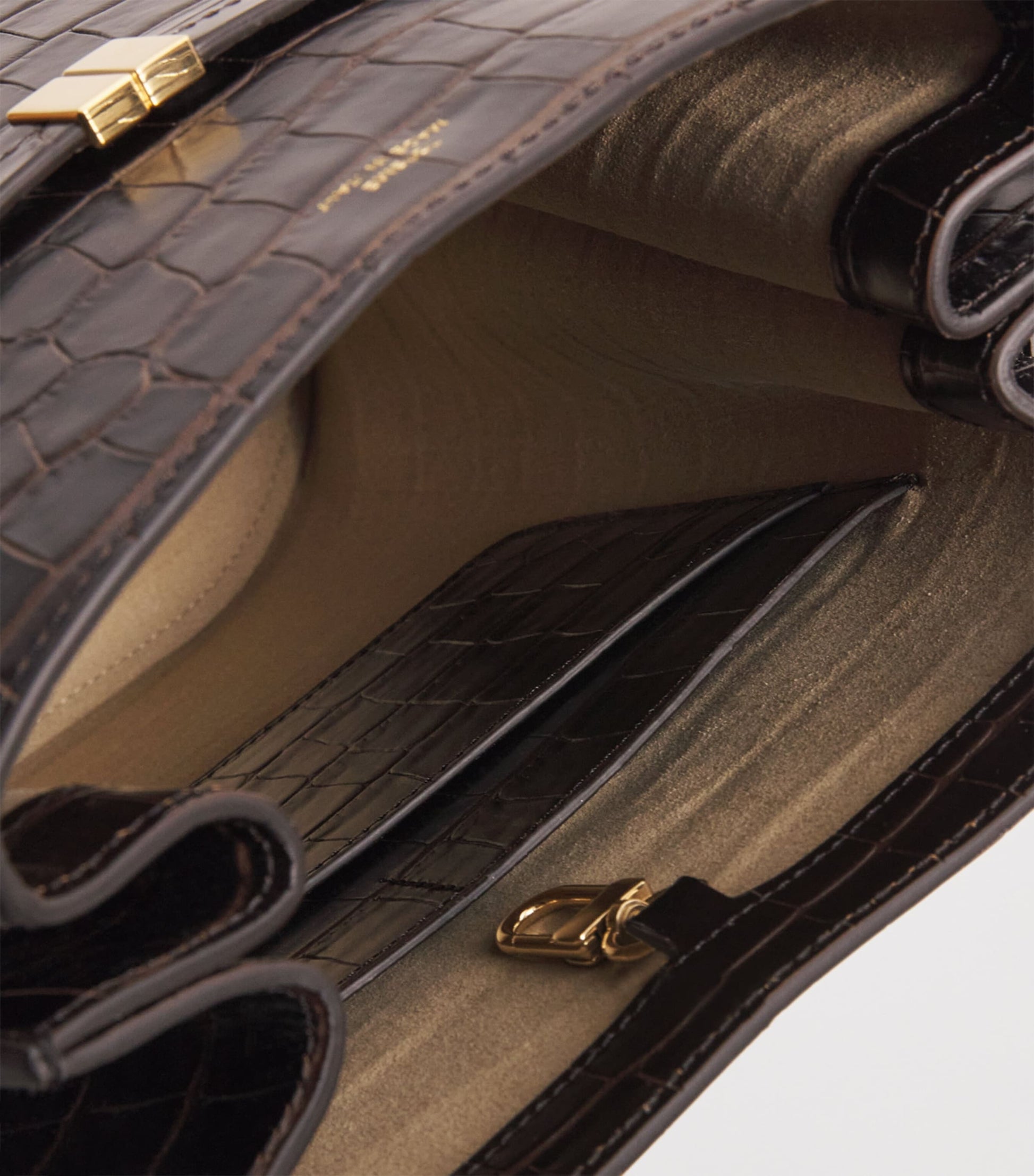 Toteme Brown Leather Croc-Embossed Bucket Shoulder Bag