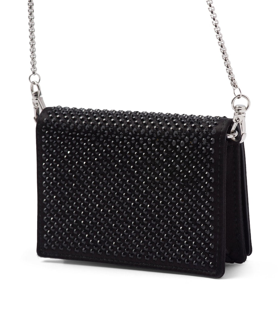 Prada Black Crystal-Embellished Chain Wallet