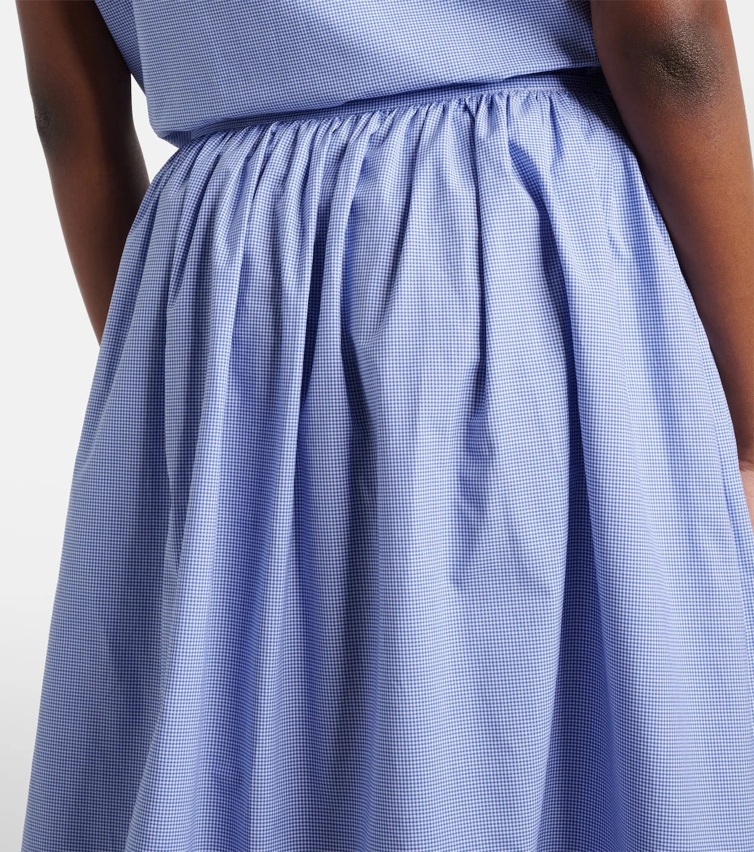Miu Miu - Gingham lace-trimmed cotton midi skirt