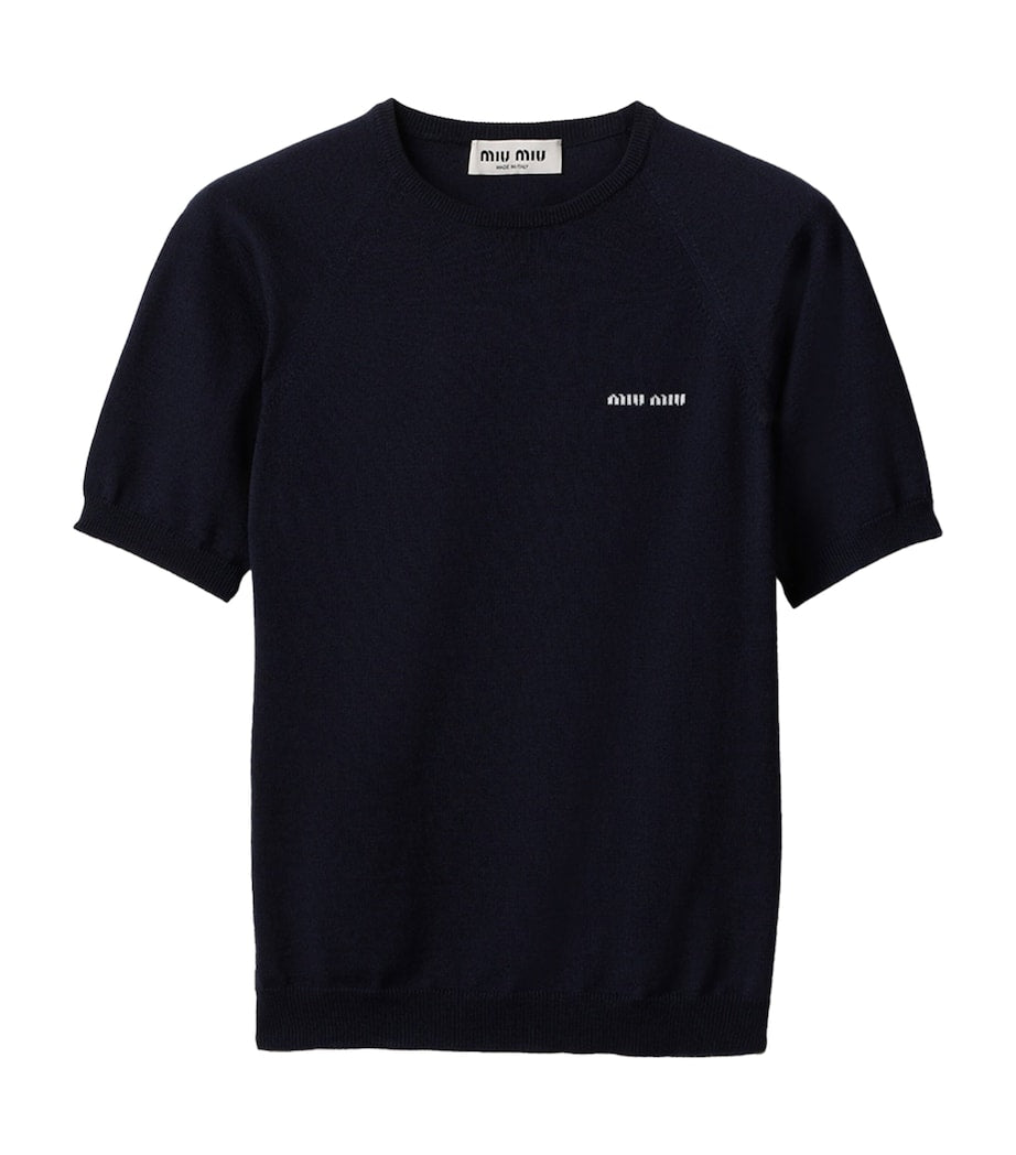 Blue Fleece Wool Logo Sweater