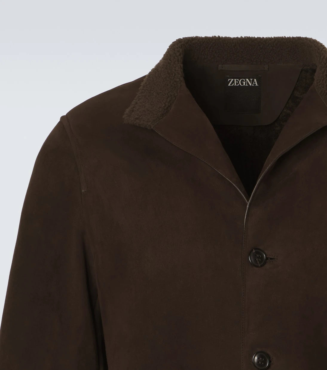 Zegna - جاكيت Il Conte من جلد الشمواه المزين بفرو الشيرلينغ