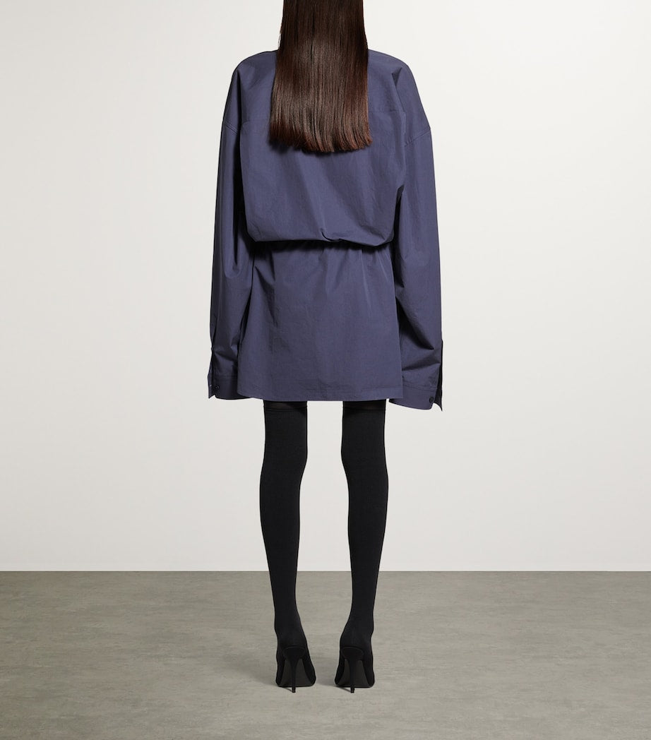 Balenciaga Blue Cotton Mini Shirt Dress