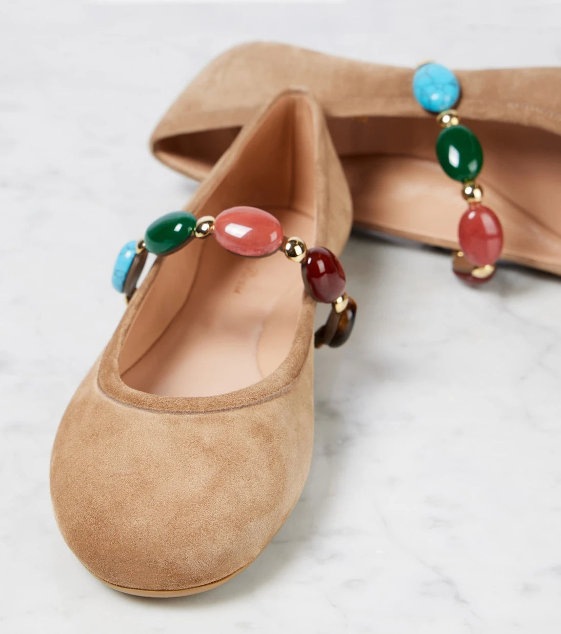 Gianvito Rossi - Shanti embellished suede ballet flats
