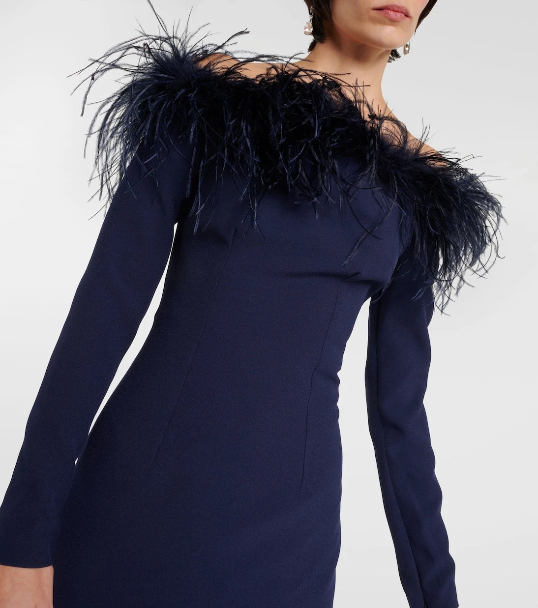 Safiyaa - Starlana feather-trimmed off-shoulder gown