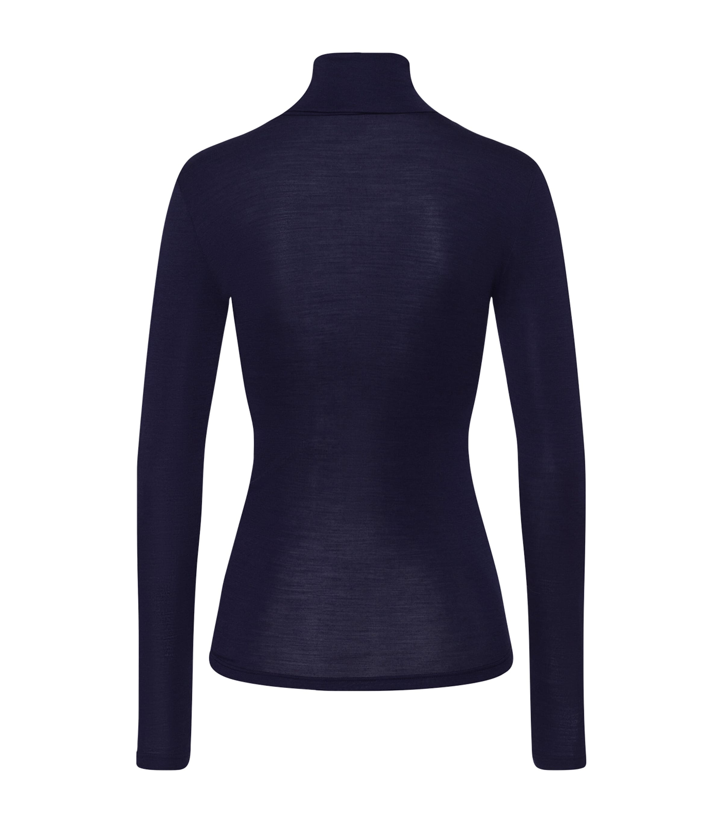 Navy Woolen Silk Roll-Neck Top