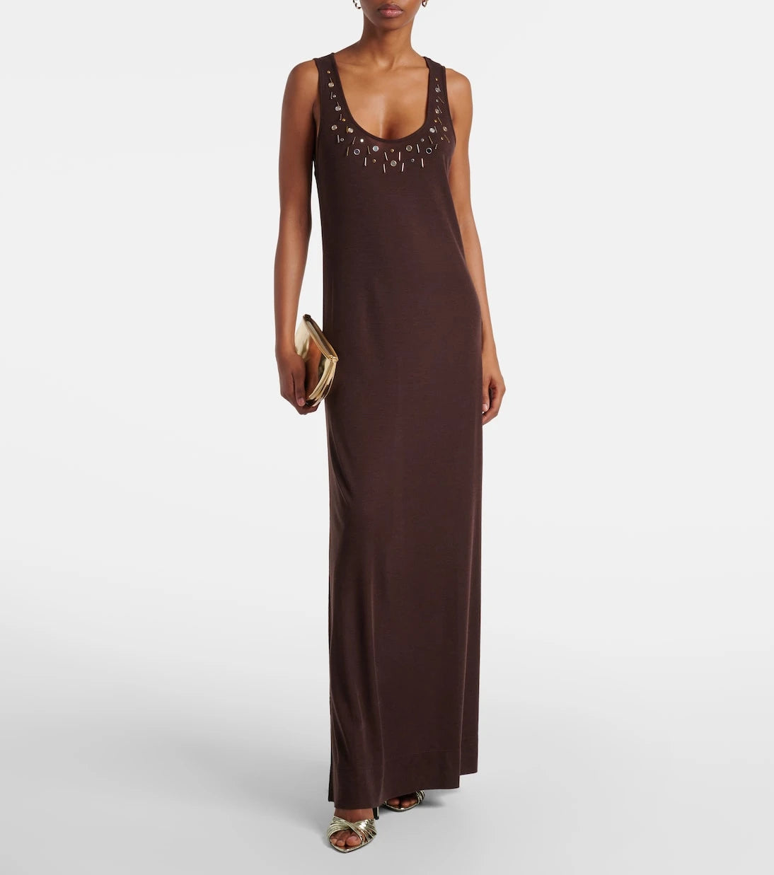 Xu Zhi - Embellished wool-blend maxi dress