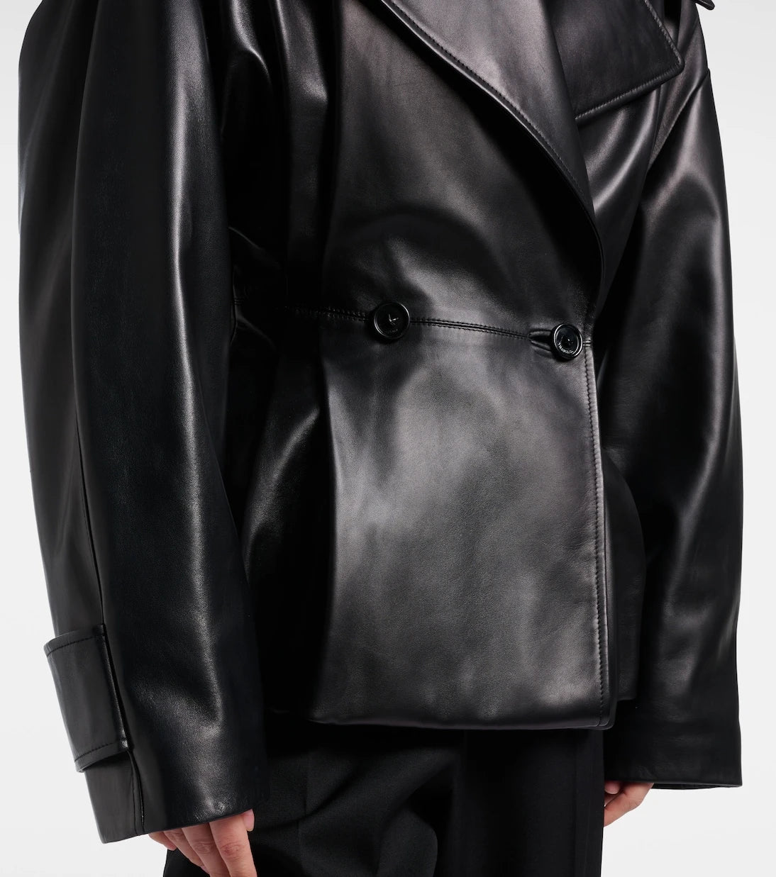 Balenciaga - Double-breasted leather jacket