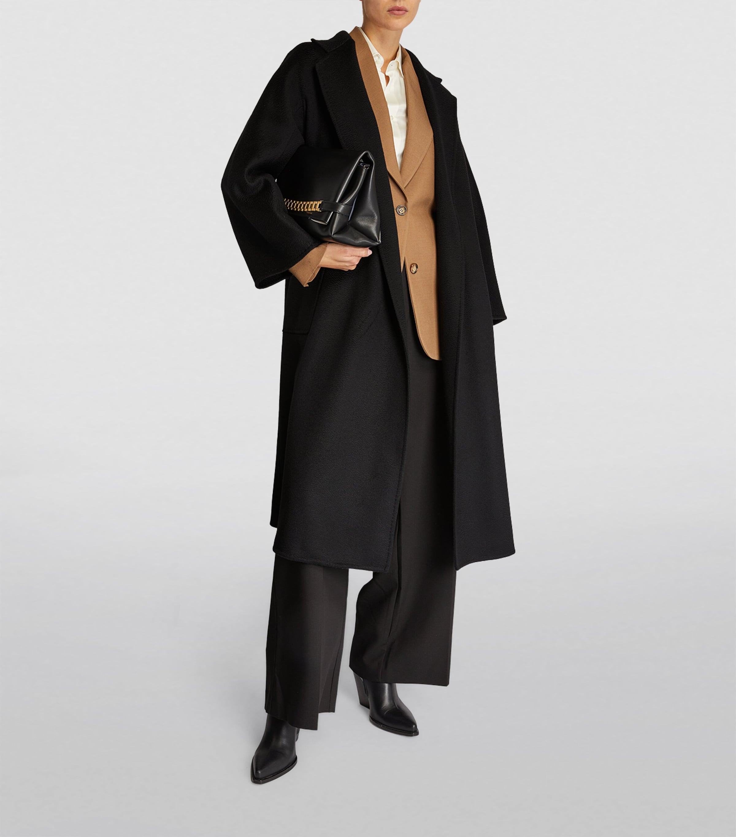 Max Mara Black Cashmere Ludmilla Wrap Coat