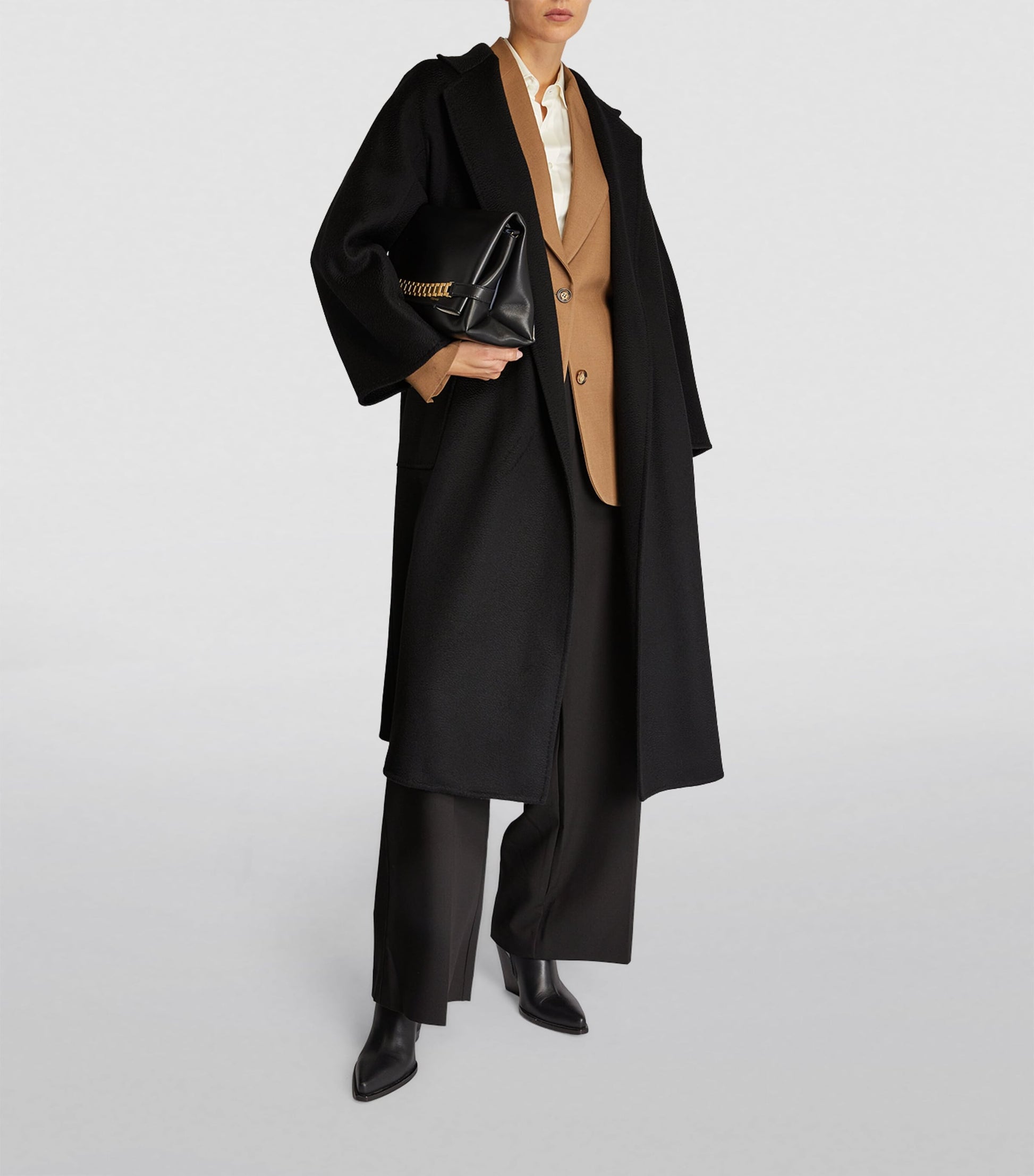 Max Mara Black Cashmere Ludmilla Wrap Coat