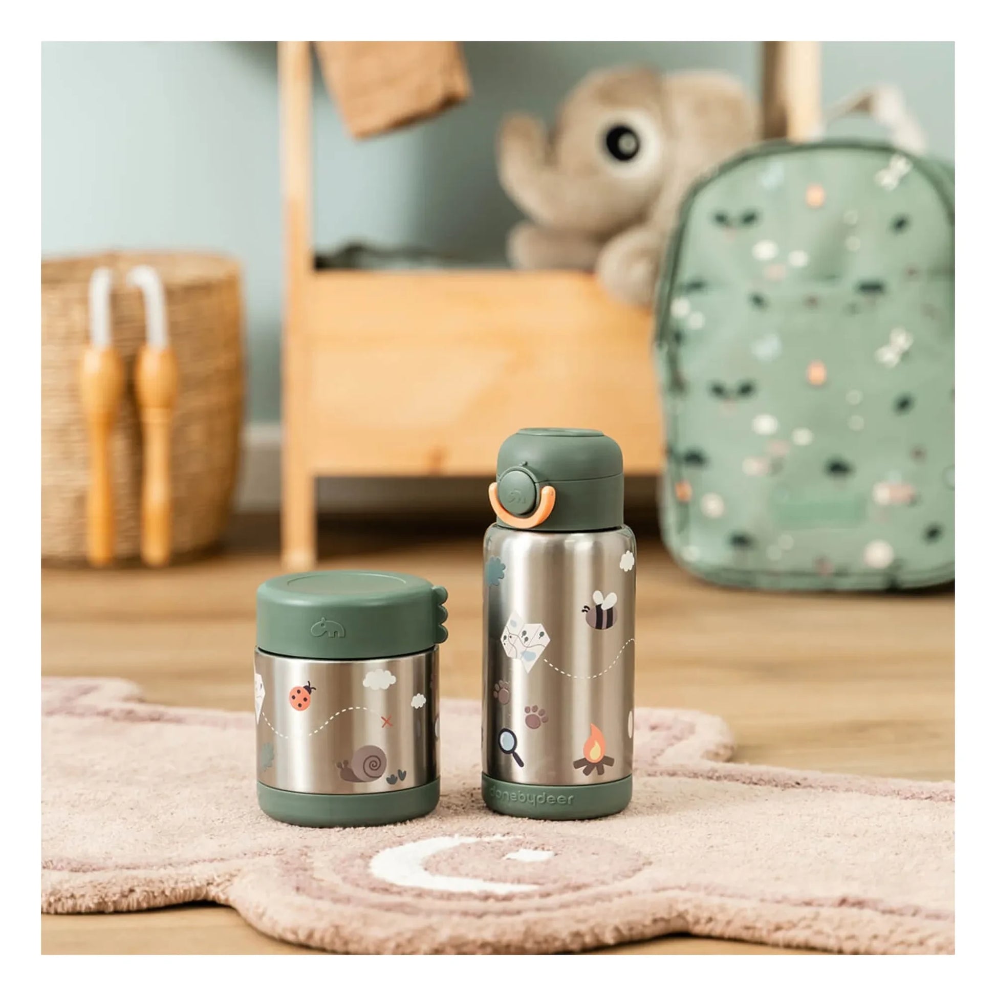 Done by deer - Trails insulated water bottle | Dark green