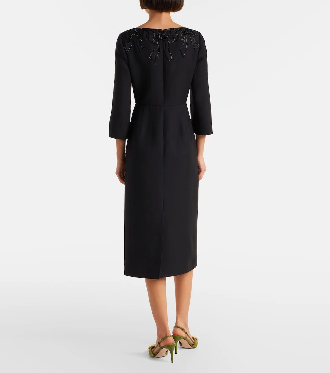 Valentino - Embroidered wool and silk midi dress