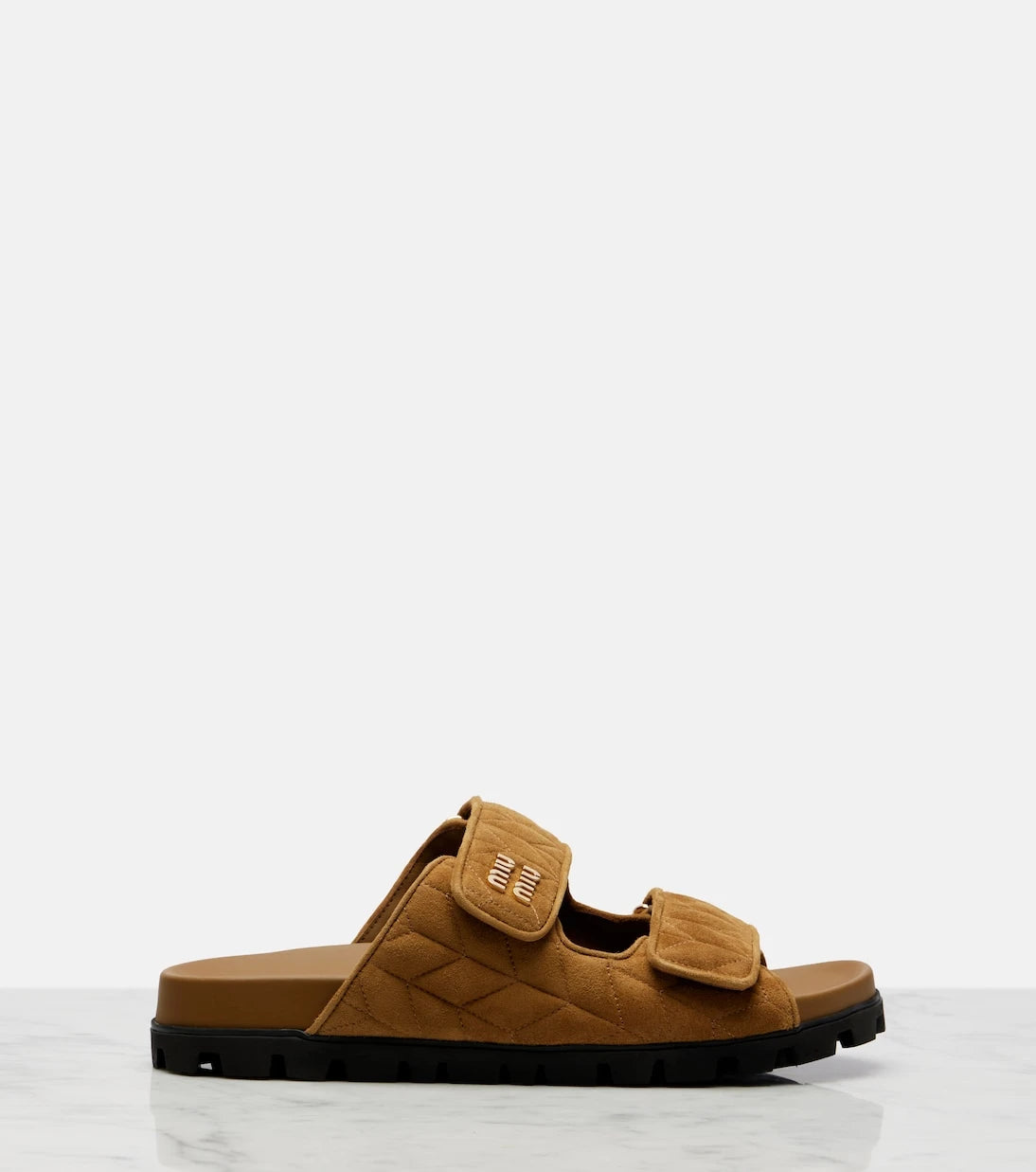 Miu Miu - Quilted suede slides