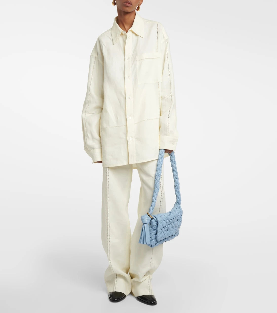 Bottega Veneta - بنطال كتان مستقيم