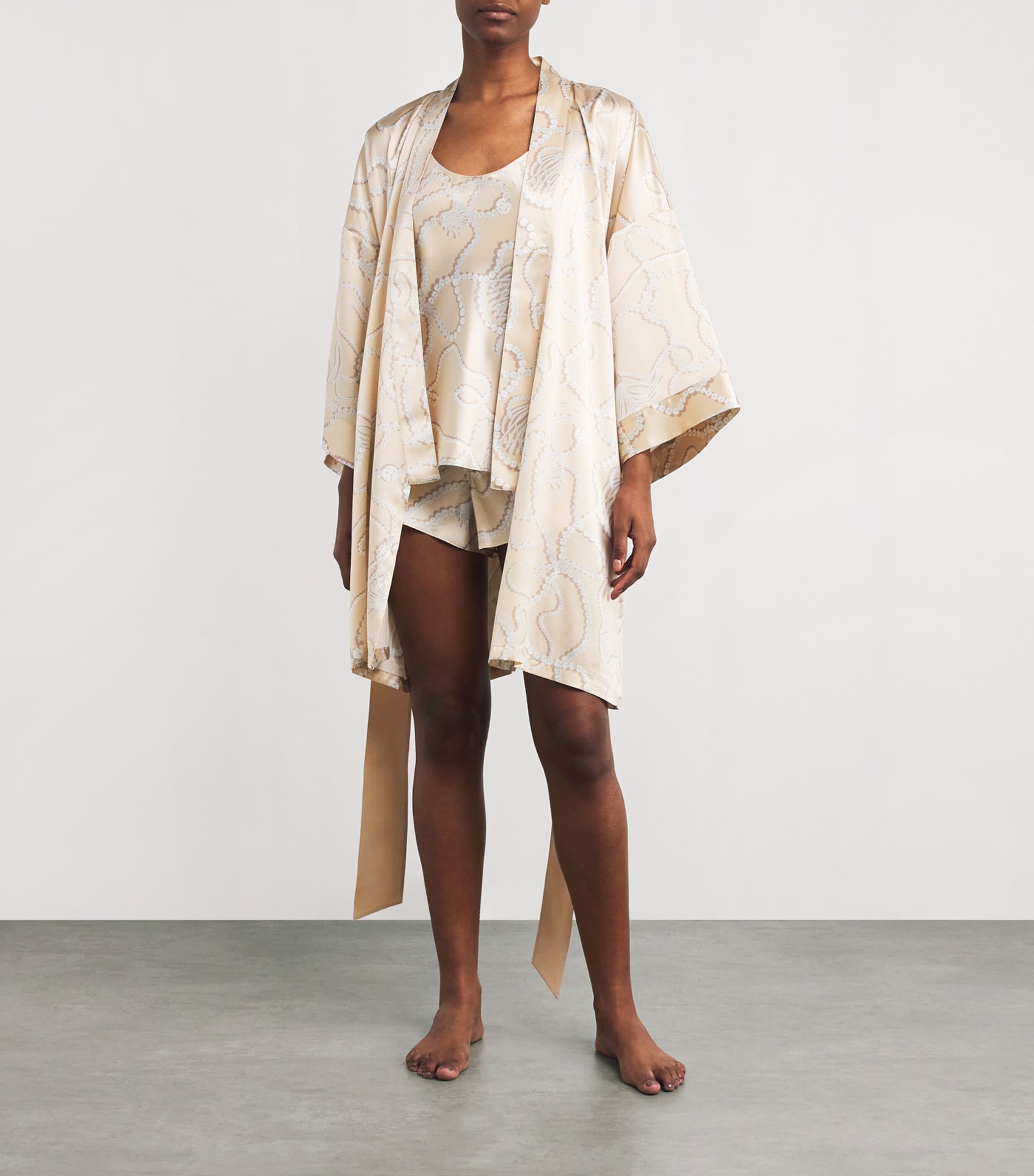 Silk Pearl Print Mimi Robe