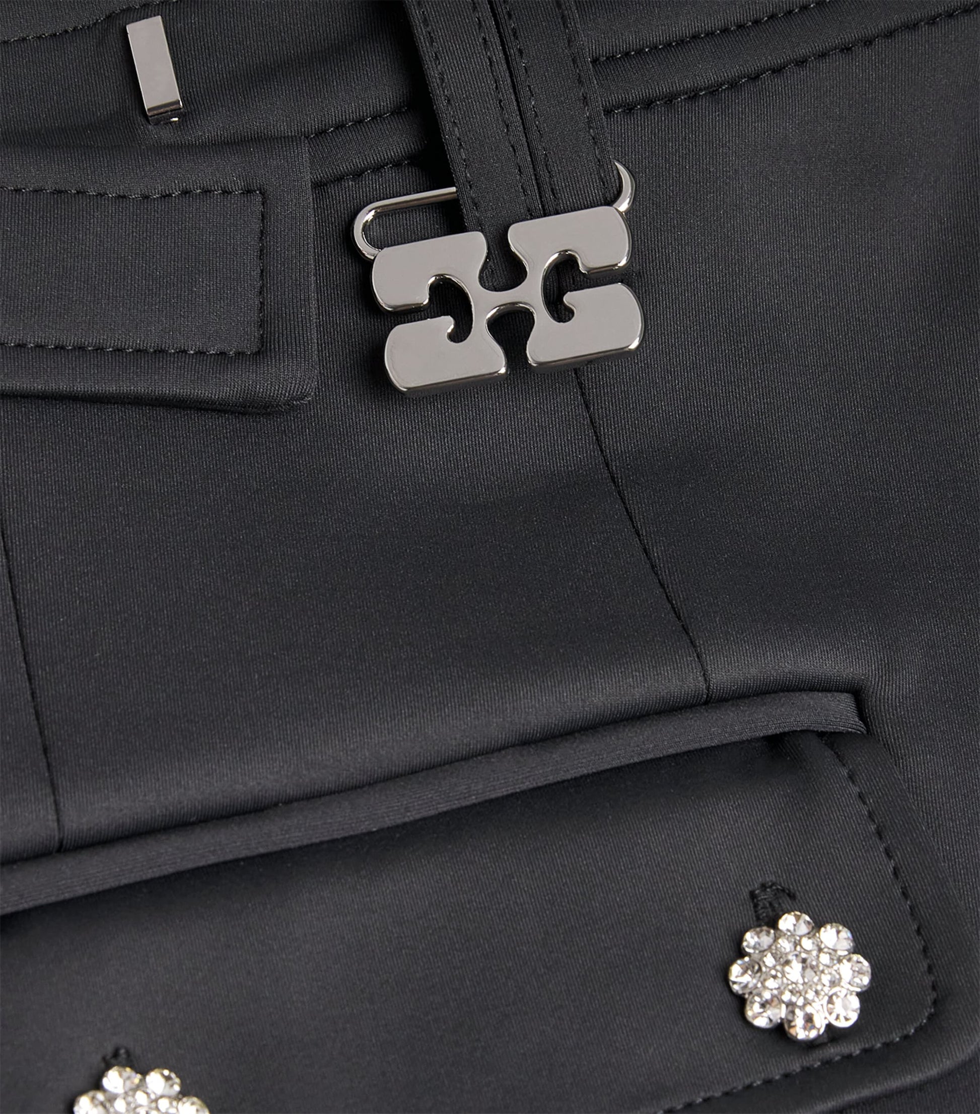 GANNI Black Neoprene Pleated Mini Skirt