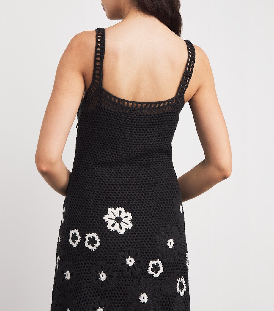 Maje Cotton Crochet Midi Dress