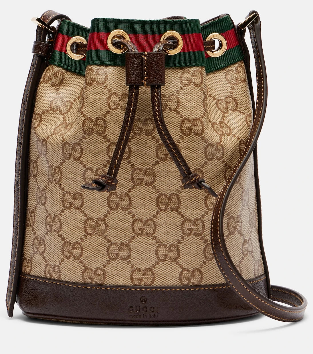 Gucci - Web Stripe Mini GG canvas bucket bag
