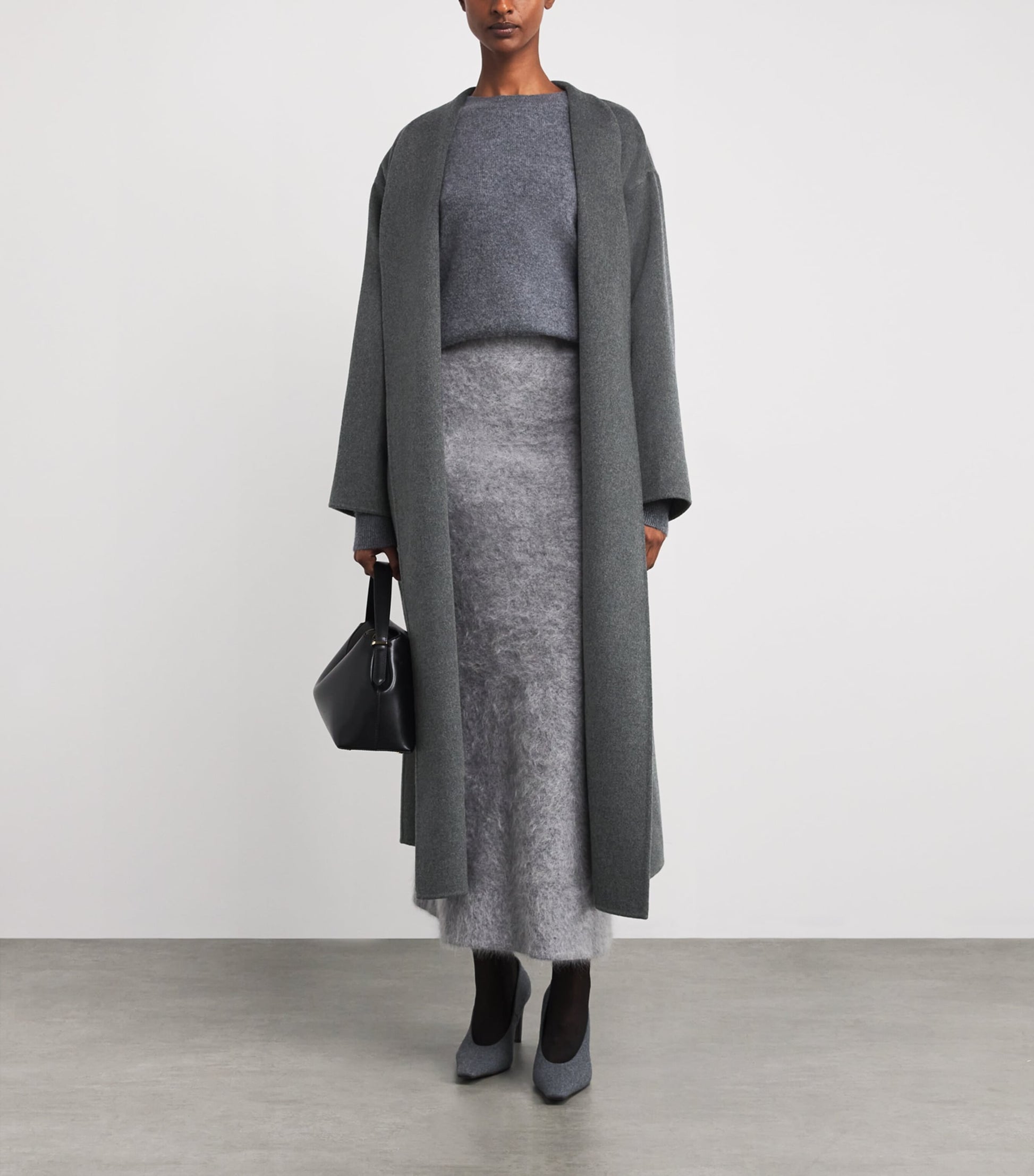 Johnstons Of Elgin Grey Cashmere Wrap Belt Long Coat
