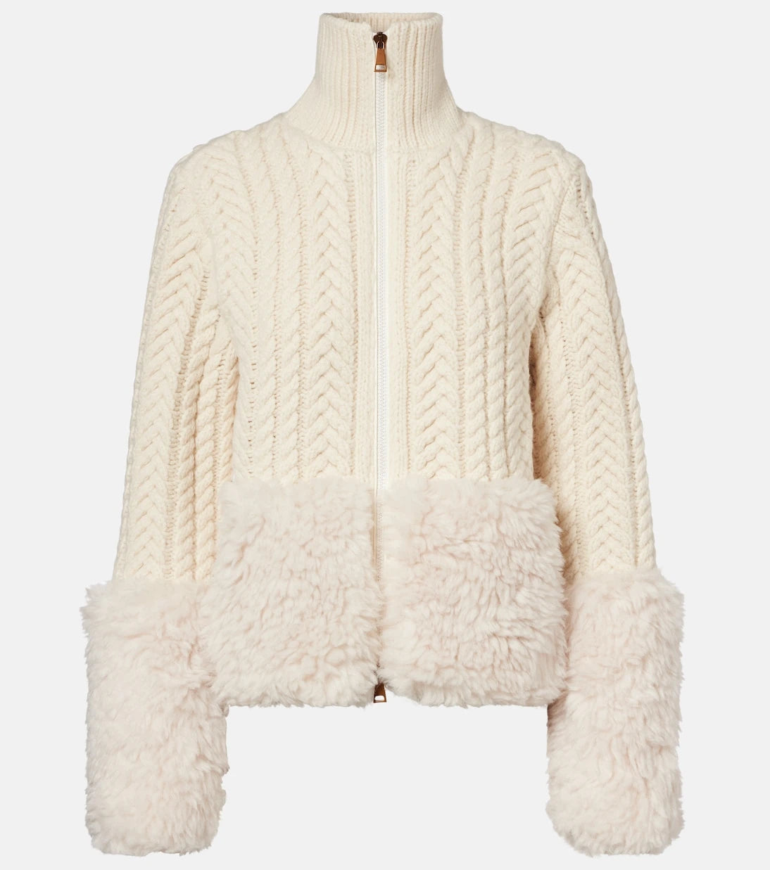 Moncler - Cable-knit wool-blend cardigan