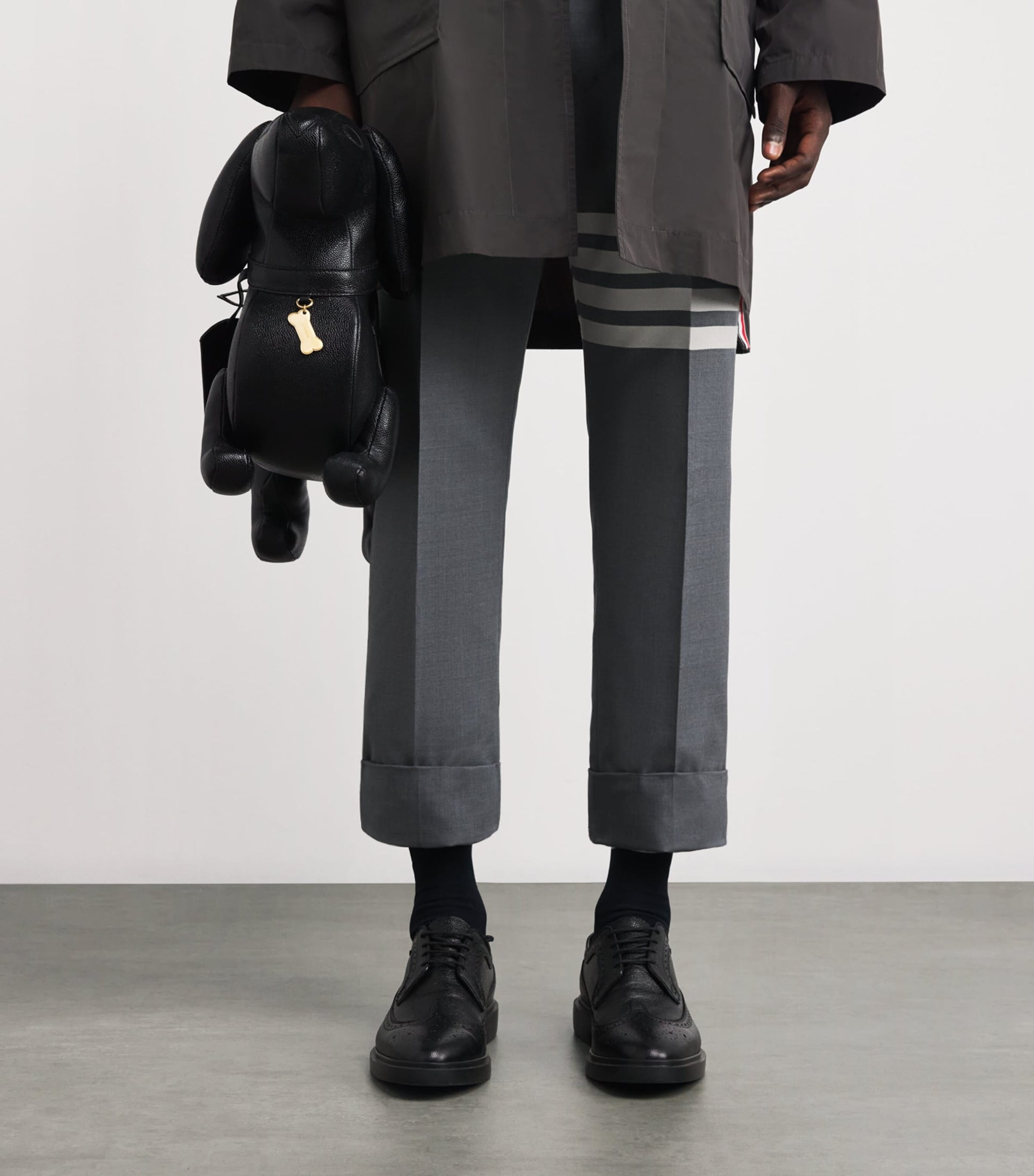Thom Browne Black Leather Hector Top-Handle Bag