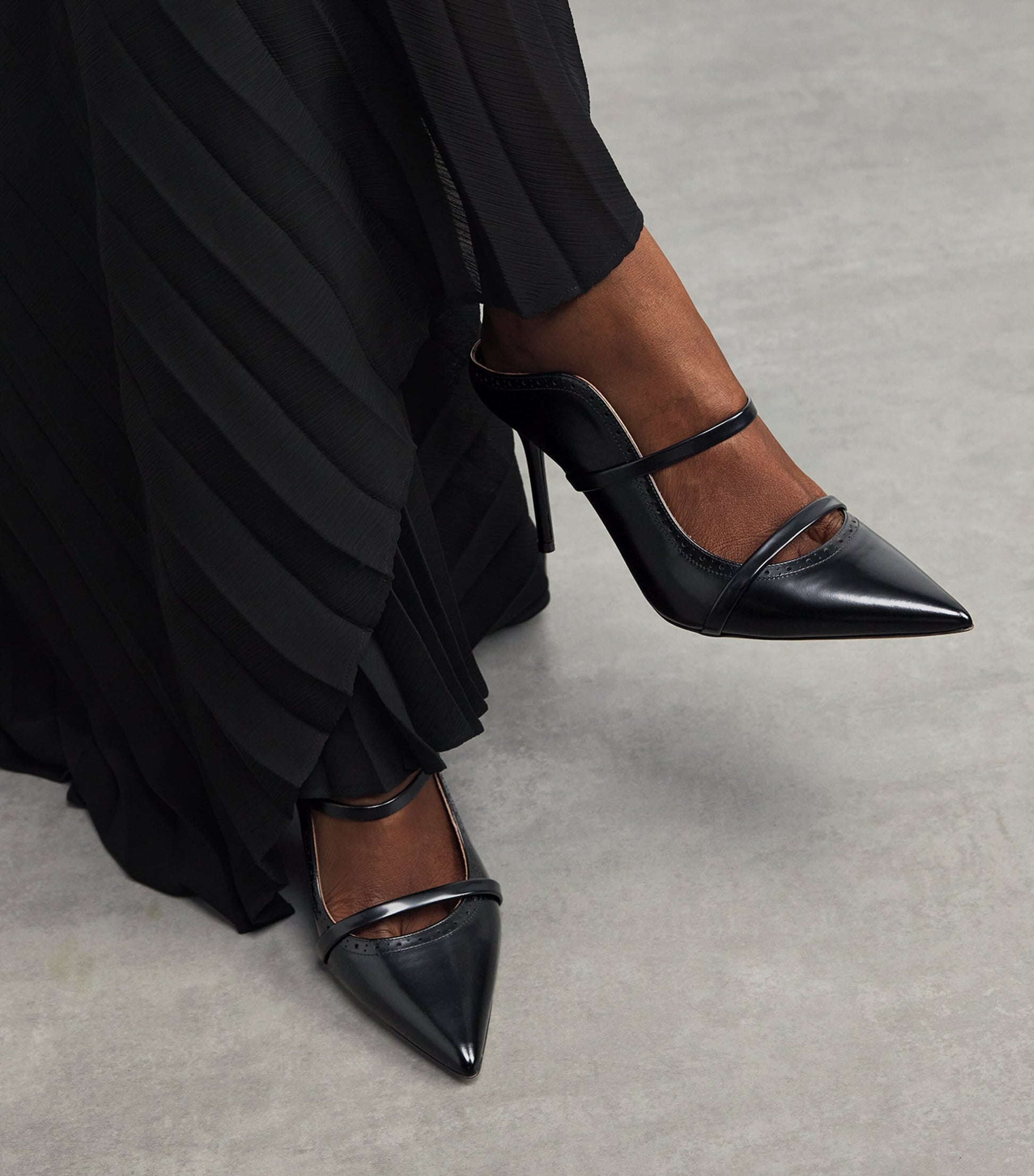 Malone Souliers Black Leather Maureen Mules 85