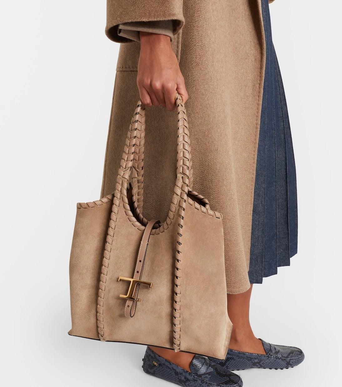 Tod's - T Timeless Medium suede tote bag