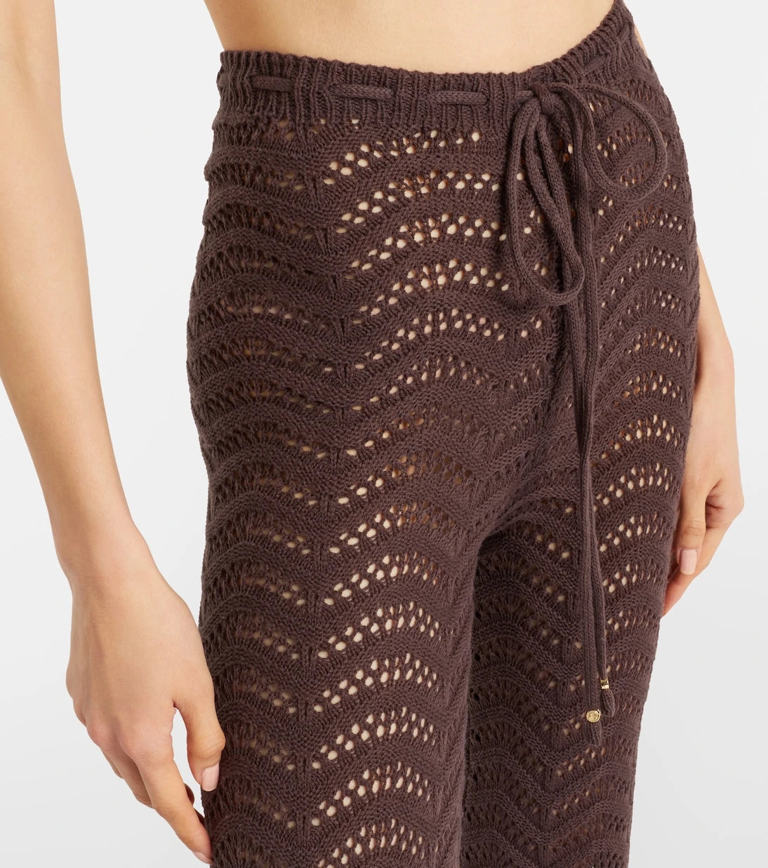 Bananhot - Kim open-knit cotton-blend flared pants