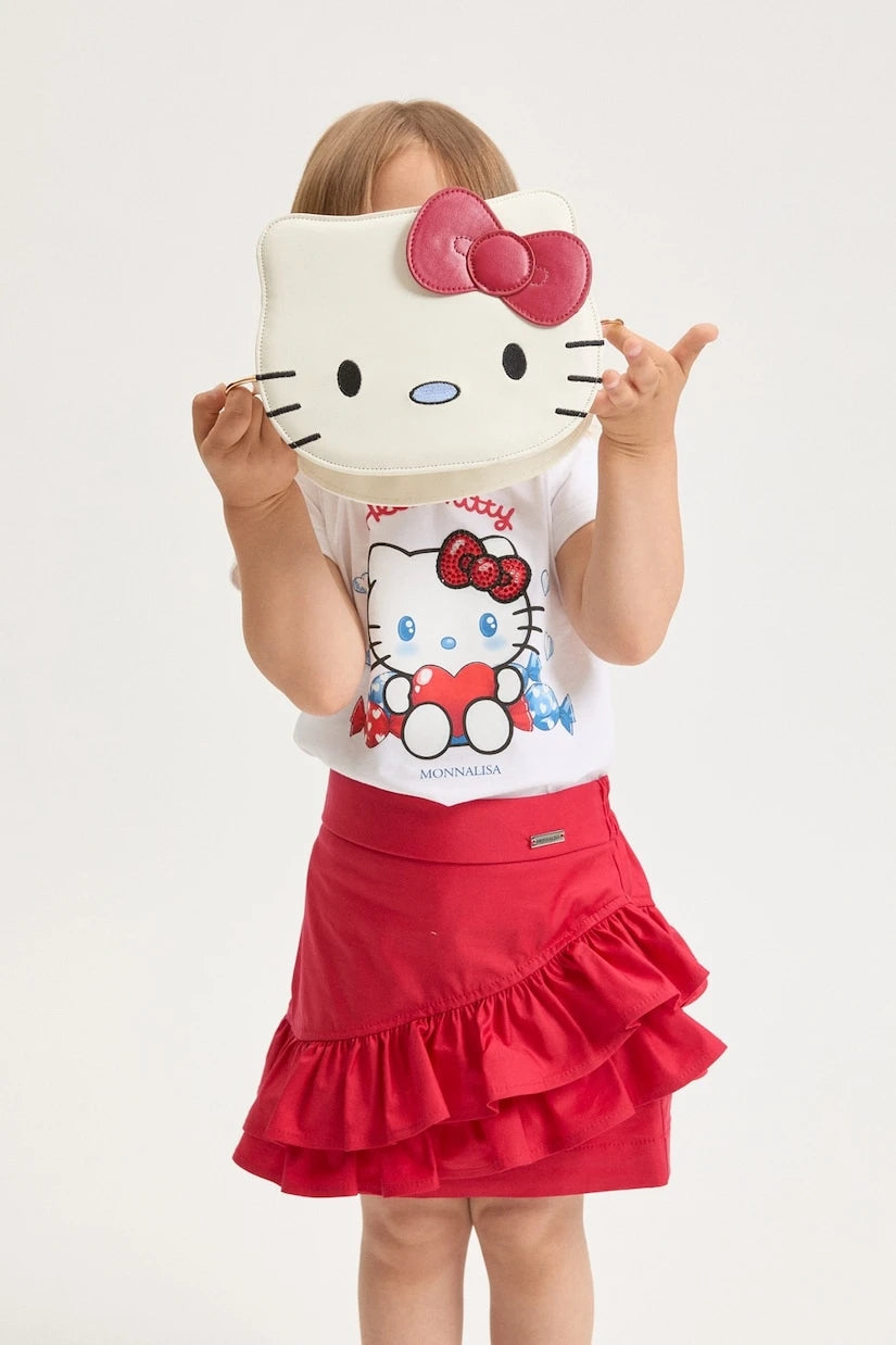Monnalisa - تي شيرت Hello Kitty من القطن المخلوط والجرسي