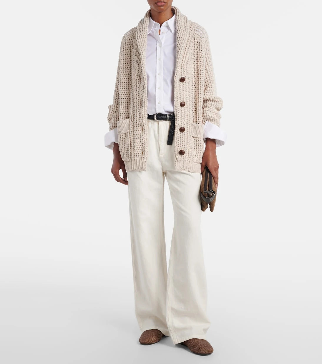Brunello Cucinelli - Open-knit cotton-blend cardigan
