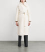 White Wool-Blend Faux Fur Coat