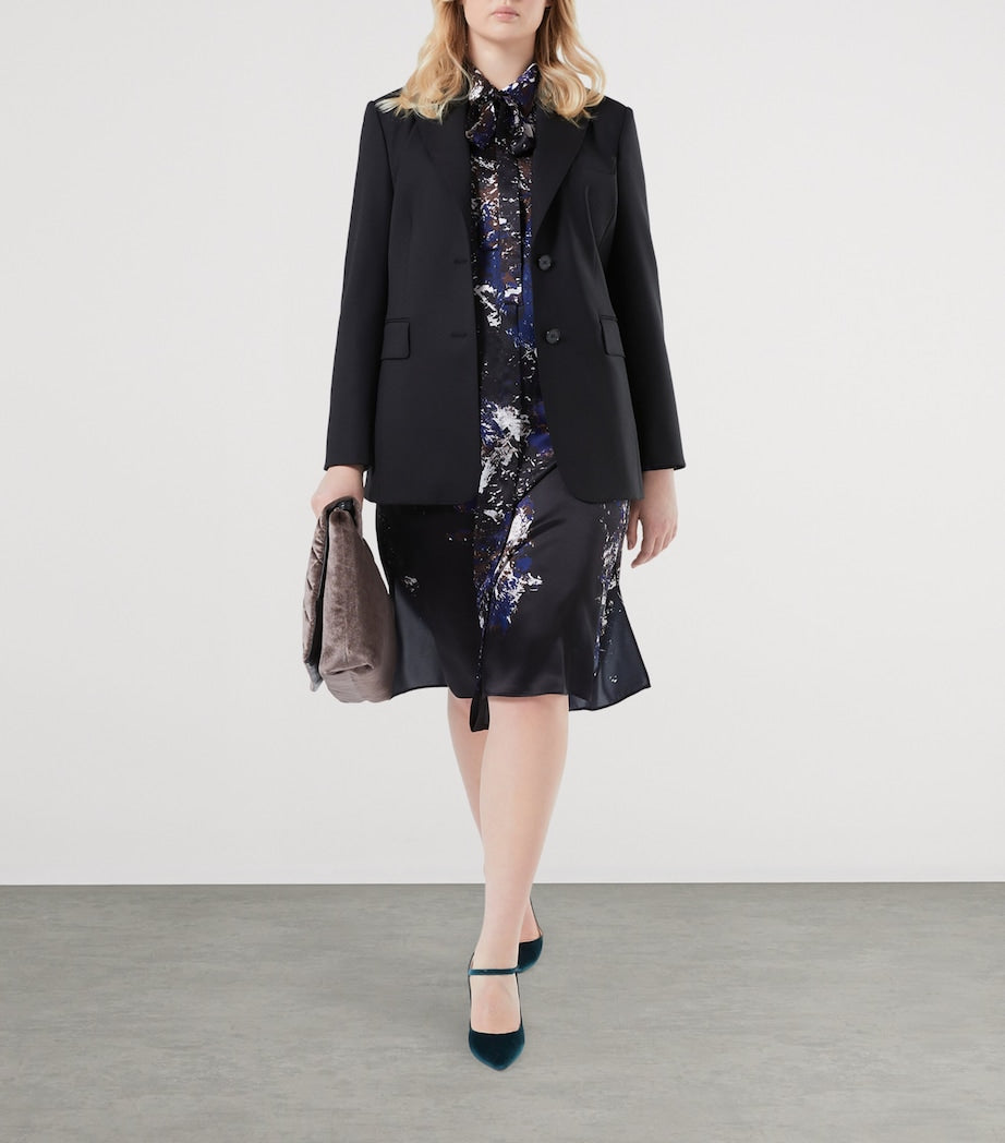 Silk Danila Shirt Midi Dress BLUE/BLACK