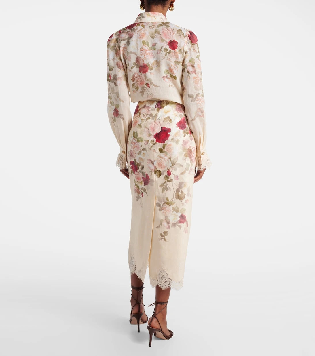 Zimmermann - Hypnotic floral linen pencil skirt