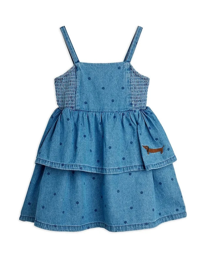 Mini Rodini denim dots Çocuk Denim Elbise