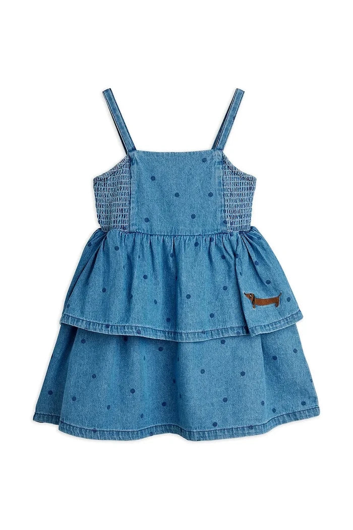 Mini Rodini denim dots Çocuk Denim Elbise