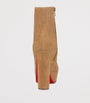 Christian Louboutin Red Loo Booty Suede Platform Boots 130
