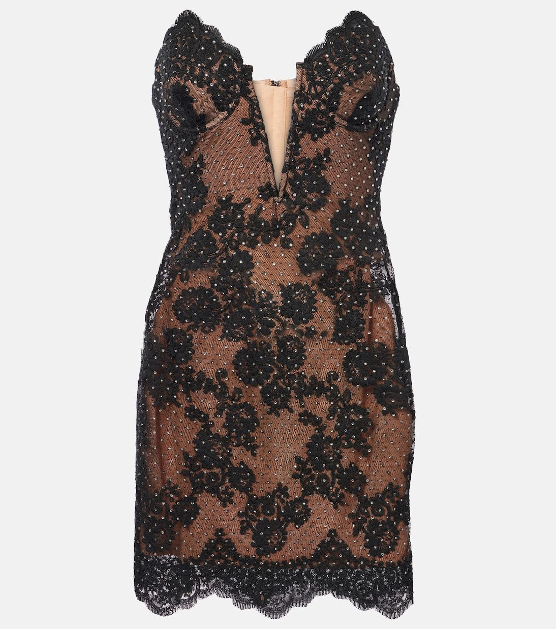 Self-Portrait - Embellished lace bustier dress