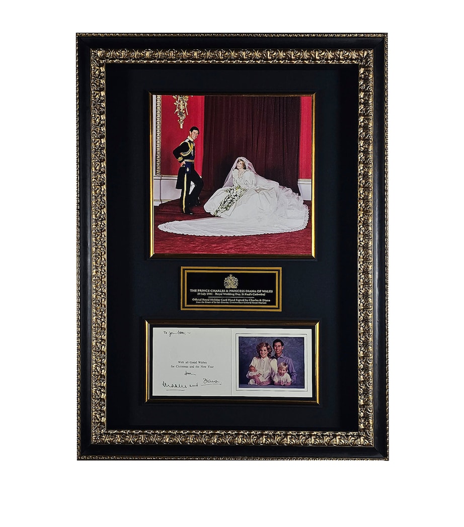 Leipzig Galleries The Prince Charles & Princess Diana of Wales Signed Holiday Card Framed Display