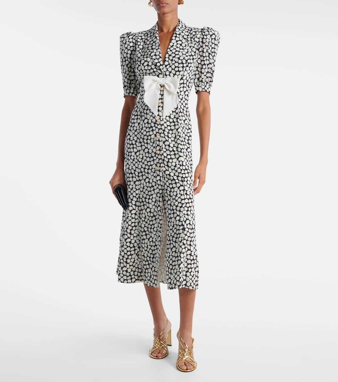 Alessandra Rich - Floral printed silk midi dress