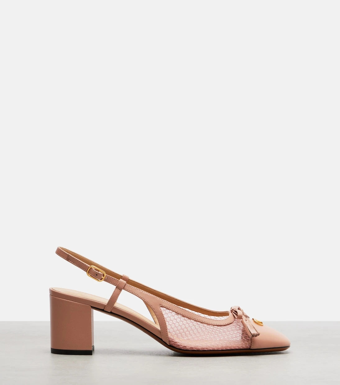Valentino Garavani - VLogo leather and mesh slingback pumps