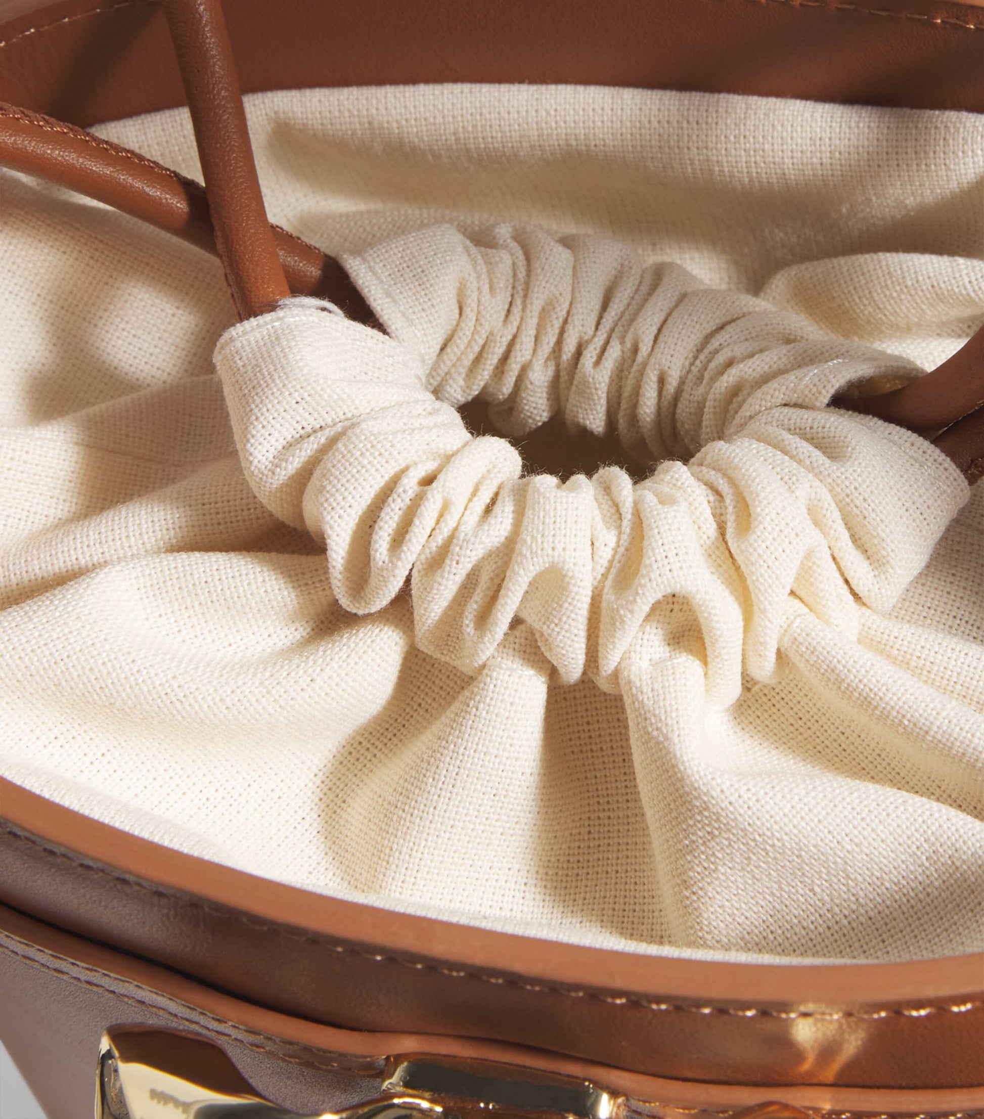 Self-Portrait Brown Leather Bow Bucket Bag