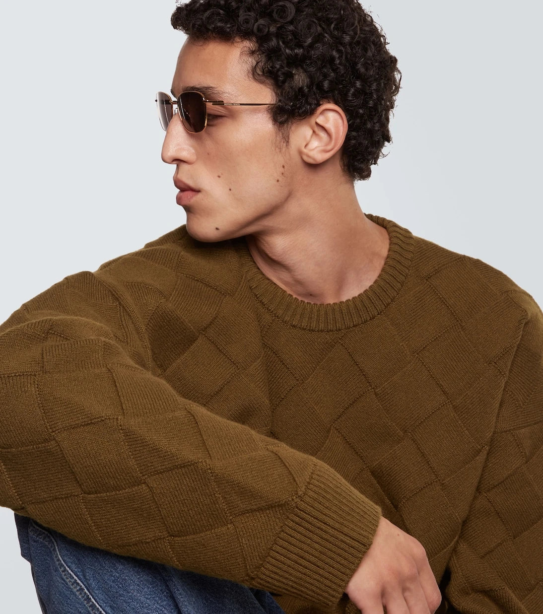 Bottega Veneta - Bölünmüş dikdörtgen güneş gözlüğü