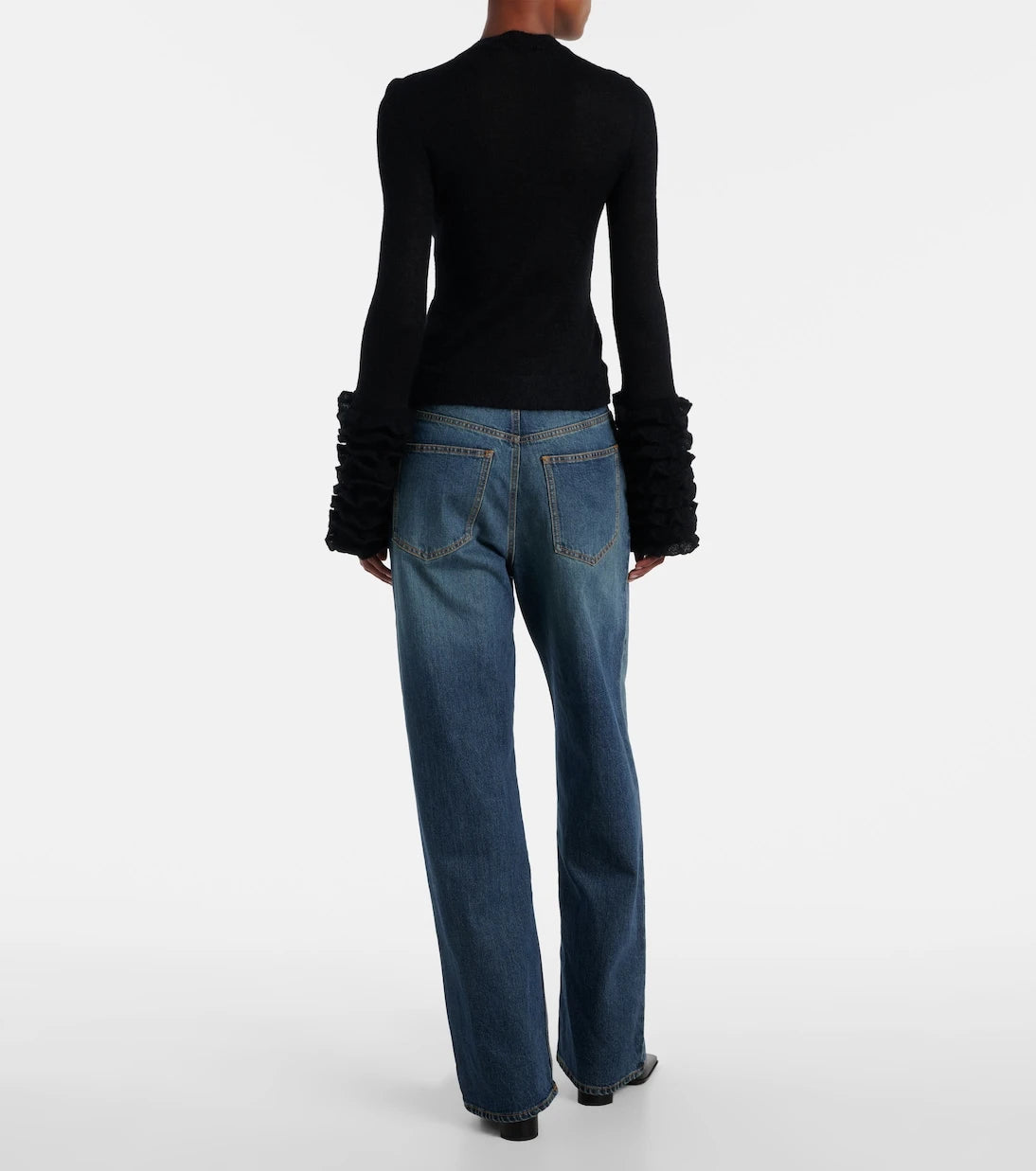 Alaïa - Ruffled sheer mohair-blend top